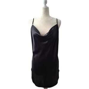 L.A. Intimates VTG Made In USA Women's Black Satin Slip Dress Medium